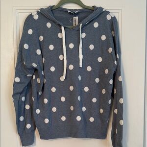 Polka Dot Hoodie - Blue and White